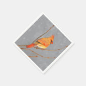 Kardinal zur Zweigmalerei - Originale Vogelkunst Serviette (Ecke)