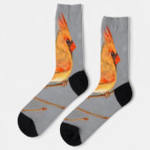 Kardinal zur Zweigmalerei - Originale Vogelkunst Socken (Linkes Detail)