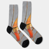 Kardinal zur Zweigmalerei - Originale Vogelkunst Socken (Rechts)