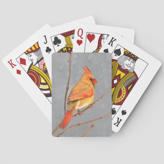 Kardinal zur Zweigmalerei - Originale Vogelkunst Spielkarten (Rückseite)