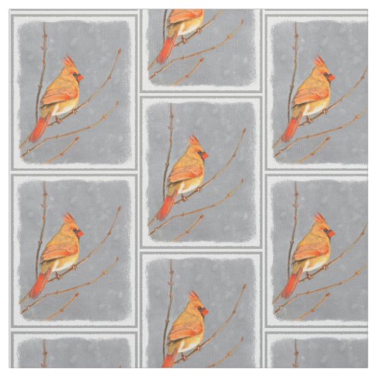 Kardinal zur Zweigmalerei - Originale Vogelkunst Stoff (Muster)