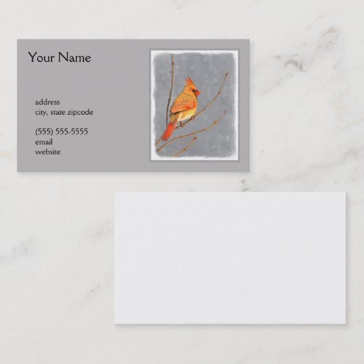 Kardinal zur Zweigmalerei - Originale Vogelkunst Visitenkarte (Vorne/Hinten)