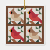 Kardinal Zwei-seitige Barnquilt-Ornament Keramikornament (Rückseite)