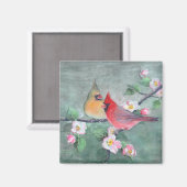 KARDINÄLE & APPLE BLOSSOMS VON SHARON SHARPE MAGNET (Vorderseite/Rückseite)
