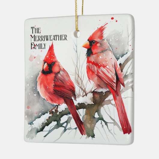 Kardinäle auf Baumzweig - ein individualisierbares Keramikornament (Links)