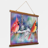 Kardinäle auf dem Schneefall Wandteppich Mit Holzrahmen (Gewinkelt)