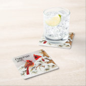 Kardinäle auf dem Zweig Tree in der Weihnachtswint Rechteckiger Pappuntersetzer (Vor Ort)