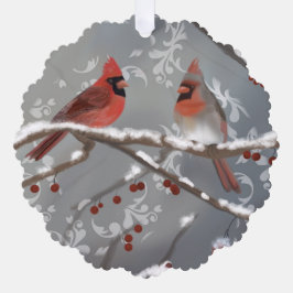Kardinäle auf einer Schneeabzweigung Ornament Karte