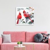 Kardinäle auf Snowy Tree - ein individualisierbare Leinwanddruck (Insitu (Wohnzimmer))