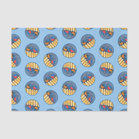 Kardinäle auf Zaun in Wintermalerei Originelle Kun Seidenpapier (Vorderseite)