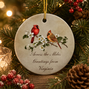 Kardinäle Dogwood über die Miles Weihnachten Keramikornament