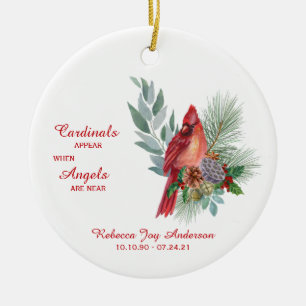 Kardinäle erscheinen Engel nahe Foto Gedenk Kerami Keramik Ornament