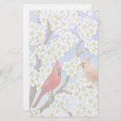 Kardinäle im blühender Baum-Briefpapier Briefpapier (Vorne/Hinten)