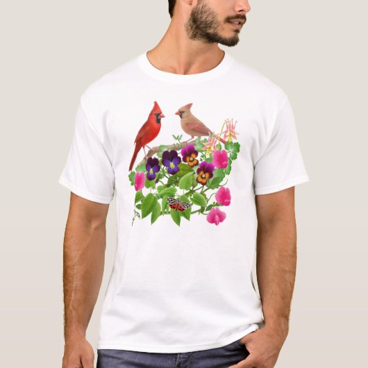 Kardinäle im Garten-T - Shirt (Vorderseite)
