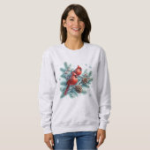 Kardinale im Schnee Winter-Wildnis Sweatshirt (Vorne ganz)