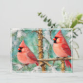 Kardinäle im Schneebaum, Weihnachten (Stehend Vorderseite)