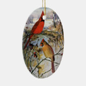 Kardinäle im Winter Keramik Ornament (Rechts)