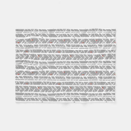 Kardinäle in den Birkenbäumen in Hellgrau Fleecedecke (Vorderseite (Horizontal))