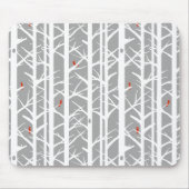 Kardinäle in den Birkenbäumen in Hellgrau Mousepad (Vorne)