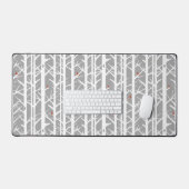 Kardinäle in den Birkenbäumen in Hellgrau Schreibtischunterlage (Tastatur & Maus)