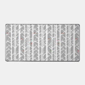 Kardinäle in den Birkenbäumen in Hellgrau Schreibtischunterlage (Vorderseite)