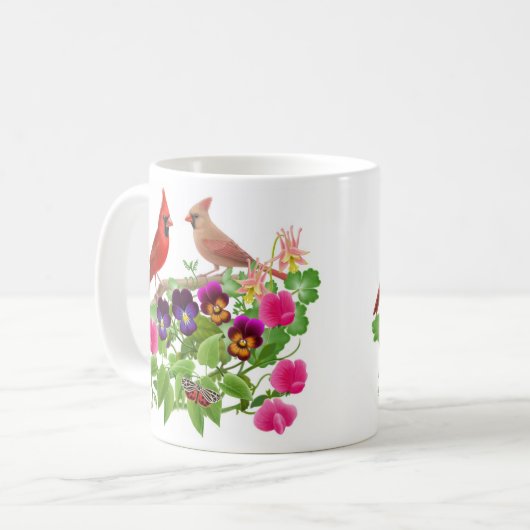 Kardinäle in der Garten-Tasse Kaffeetasse (Vorderseite Links)