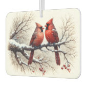 Kardinäle in Schnee auf Baumzweig Rote Berries Autolufterfrischer (Links)