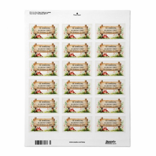 Kardinäle mit Blütenpracht Adressaufkleber (Vorne)