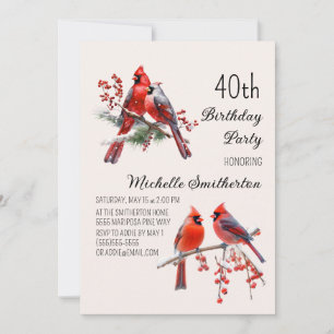 Kardinale Schnee Wintervögel 40. Geburtstag Einladung
