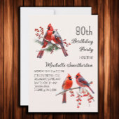 Kardinäle Schnee Wintervögel 80. Geburtstag Einladung