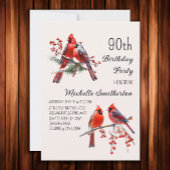 Kardinäle Schnee Wintervögel 90. Geburtstag Einladung