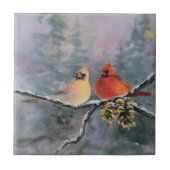 KARDINÄLE u. KIEFERN-KEGEL durch SHARON SHARPE Fliese (Vorderseite)