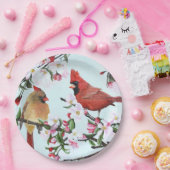 Kardinäle und Apple-Blüten Pappteller (Party)