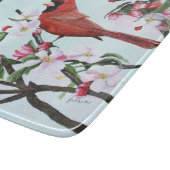 Kardinäle und Apple-Blüten Schneidebrett (Ecke)