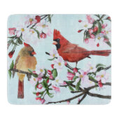 Kardinäle und Apple-Blüten Schneidebrett (Vorderseite)