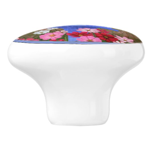 Kardinäle und Blue Birdhouse Keramikknauf (Seitenansicht)