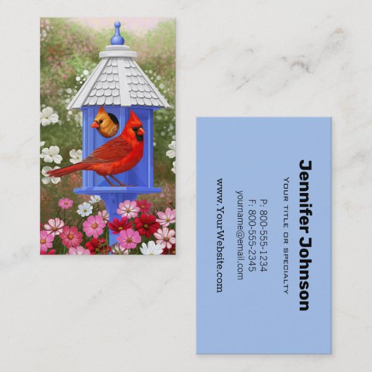 Kardinäle und Blue Birdhouse Visitenkarte (Vorne/Hinten)