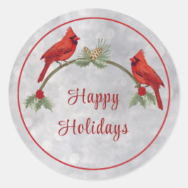 Kardinäle und Kiefern - Klassischer Rundaufkleber Runder Aufkleber