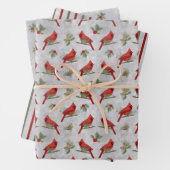 Kardinäle und Pinienholzplatten Geschenkpapier Set (Beispiel)