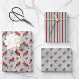 Kardinäle und Pinienholzplatten Geschenkpapier Set