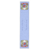 Kardinäle und Round Birdhouse Blue Mittelgroßer Tischläufer (Vorderseite)