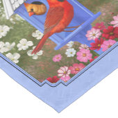 Kardinäle und Round Birdhouse Blue Mittelgroßer Tischläufer (Ecke)