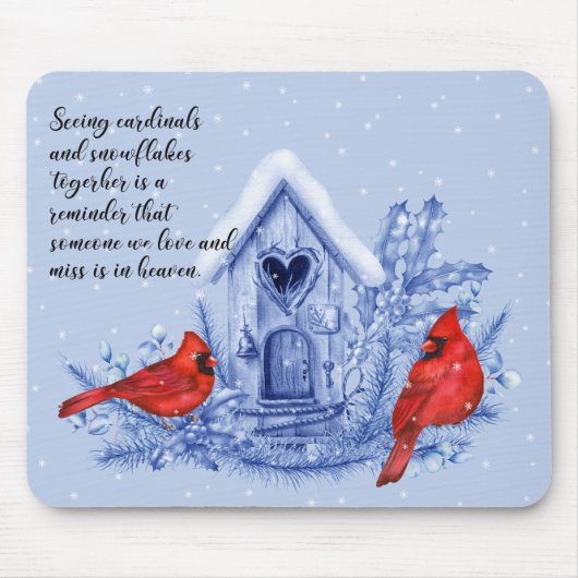 Kardinäle und Schneeflocken Mousepad (Vorne)