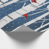 Kardinäle und Schneewürfel auf Birke Geschenkpapier (Ecke)