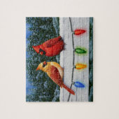 Kardinäle und Weihnachtsbeleuchtung Puzzle (Vertikal)