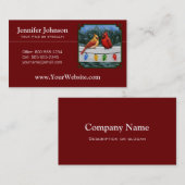 Kardinäle und Weihnachtslicht rot Visitenkarte (Vorne/Hinten)