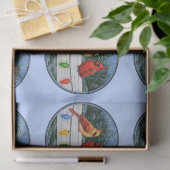 Kardinäle und Weihnachtslicht Sky Blue Seidenpapier (Geschenk)