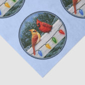 Kardinäle und Weihnachtslicht Sky Blue Seidenpapier (Detail)