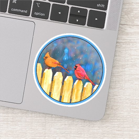 Kardinäle zur Zaunmalerei - Originelle Kunst Aufkleber (Detail)
