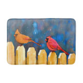 Kardinäle zur Zaunmalerei - Originelle Kunst Badematte (Vorderseite)